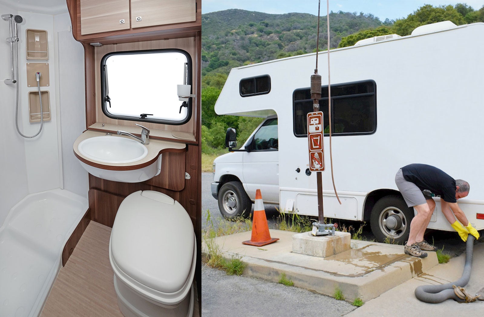 Portable RV/camper toilet and holding tank setup in Danville, Illinois